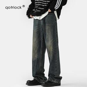 QOTRIOCK重磅复古牛仔裤男春季2025新款水洗做旧直筒裤宽松休闲裤
