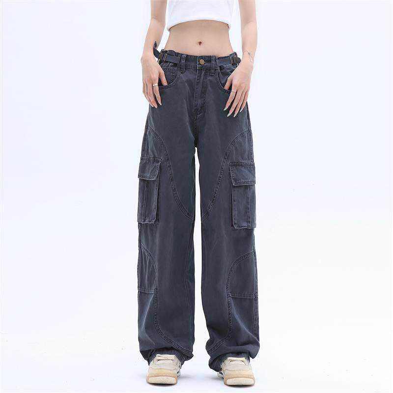 AJEM美式复古设计感多口袋工装裤男女宽松直筒街头复古宽松休闲裤