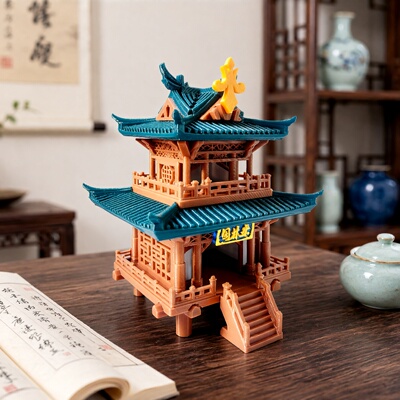 古风动漫楼阁摆件中式古建筑