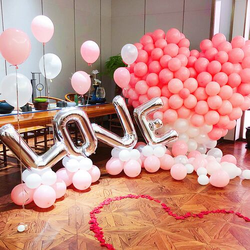 新品气球结c婚纪念日情人节浪漫装饰求婚房love场景布置生日套装