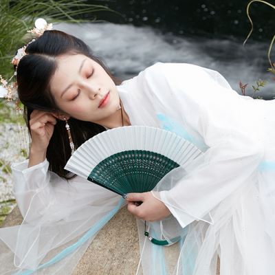 新品杭州丝绸旗袍扇子中国风随身小巧女J式古风折扇夏季可携式空