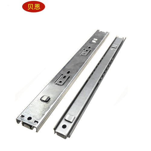 新品碳钢滑轨静音缓冲侧装3节重型铁抽屉滑道铁皮家具W专用2节导