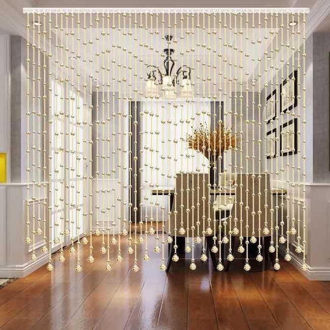 极速水饰晶珠帘门帘OSYs隔断窗装成挂帘帘玄关帘香槟色满串防缠绕