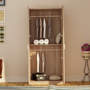 极速儿童衣柜f实木60cm单人简易两开门柜子40宽小户型挂衣橱80厘