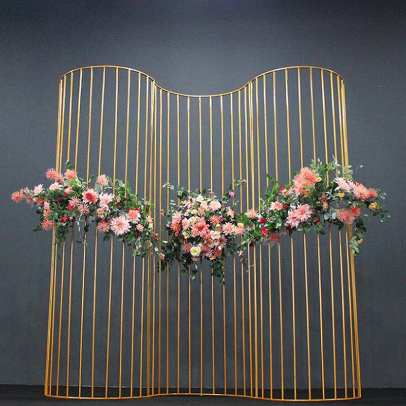 极速2019新款婚庆道具t铁艺弧形屏风婚礼背景舞台现场装饰半圆线