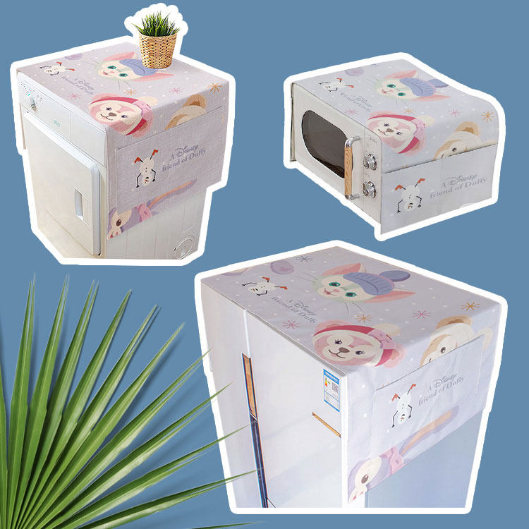 极速古灵精怪可爱双开门冰箱盖布防尘盖巾防O尘罩滚筒洗衣机罩防