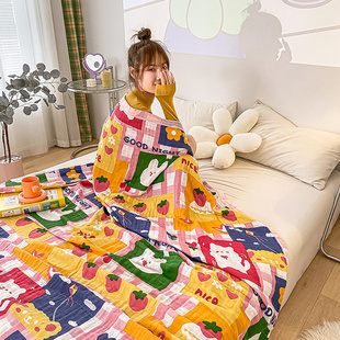 极速纯棉六层纱布毛巾被单人薄款全棉毯子L夏季儿童婴儿午睡盖毯