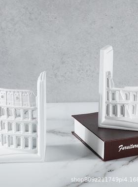 极速现代简约白色罗马宫殿书靠书档软装摆件书Q房样板房创意装饰