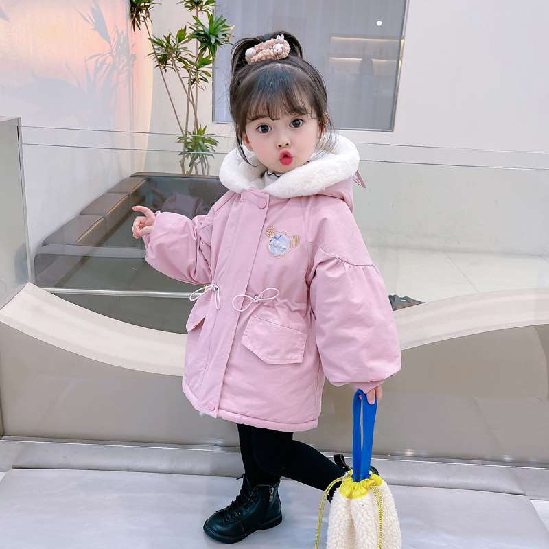 极速女童冬装加厚外套儿童棉服w女宝宝加绒派克服中长款棉衣1-3岁