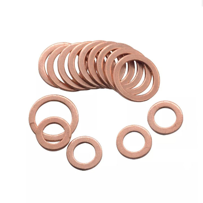 极速100Pcs Copper Washer Gasket Nut AHnd Bolt Set Flat Ring