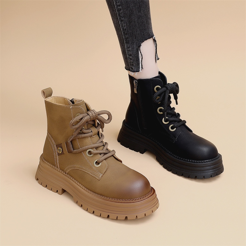 极速卓纶鞋业厚底马丁靴女秋冬新款百F搭英伦风短靴低帮防滑显瘦