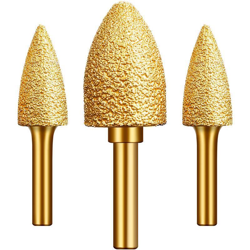 极速子弹头金刚石磨头钎焊磨棒铸铁打磨头6Lmm柄研磨15抛光金刚砂