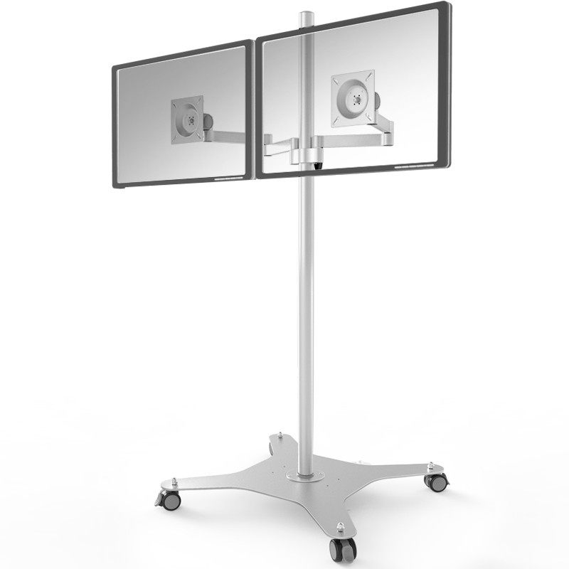 极速双屏电脑增高架旋转移动落地显示器支架万向电视推Y车架显示