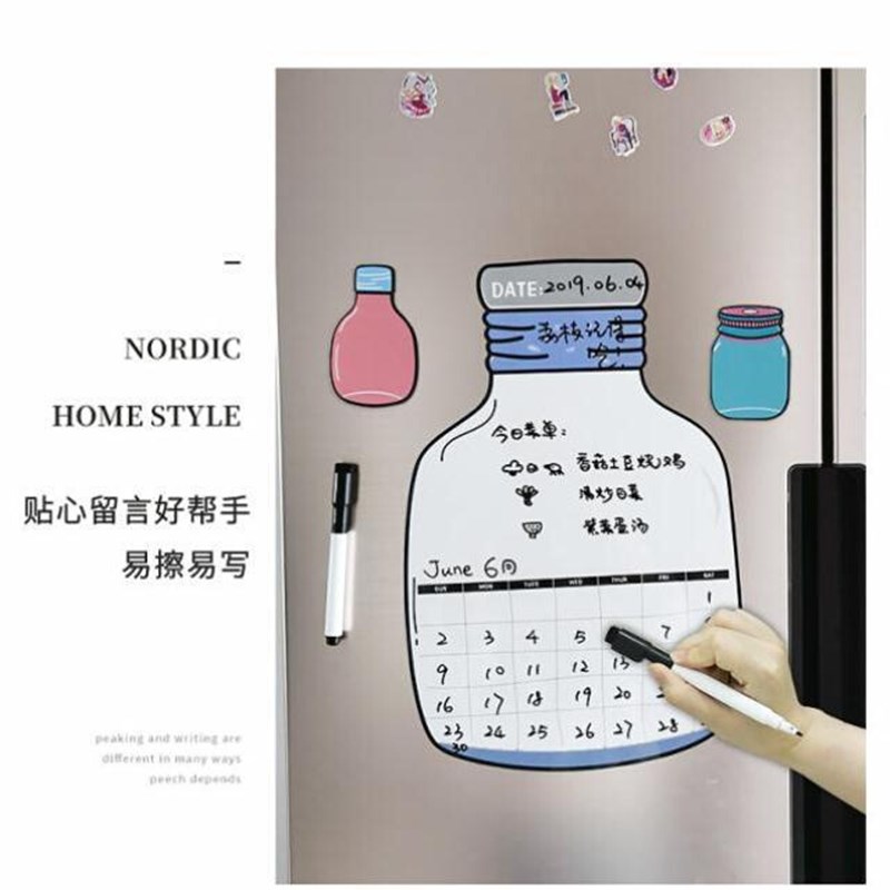 极速冰箱贴留言板可n擦写黑板冰箱贴卡通创意磁性白板磁条记事板