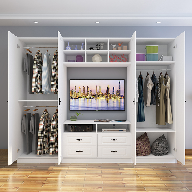 极速客厅衣柜电视柜一体组合背景墙简约现代电视柜衣X柜卧室整体