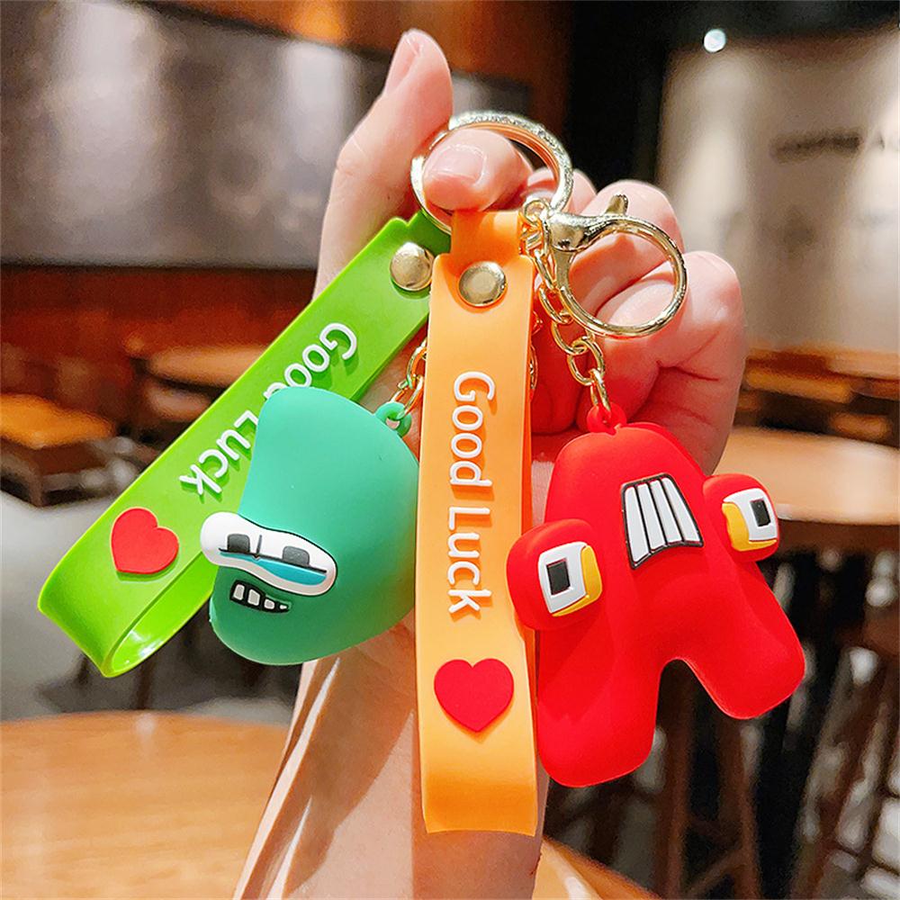 速发Funny Alphabet Lore Keychain Cute 26 Initials Keyrings F
