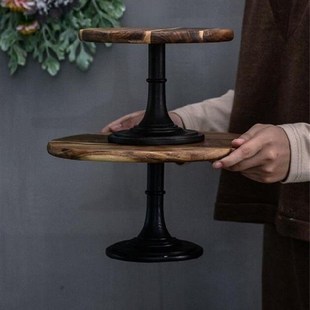 极速High Base Ckake Plate Stand Wooden Plate Party Dessert