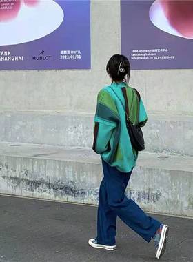 极速New autumn and winter Oversize Lazy Wind ColoTr Matching