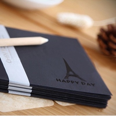 极速个性创意黑色烫金西式信封 装饰信封信纸商务信V封函单款5枚