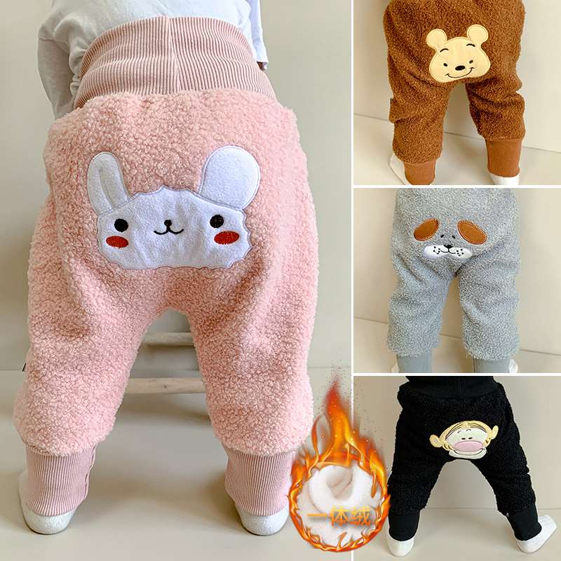 极速婴儿裤子秋冬款加绒加厚男童女宝宝大屁屁N裤保暖2周岁1网红