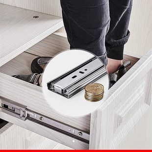 极速樱花新款g滑轮配件锁业 轨道三节轨 导轨抽屉滑道 静音滚珠滑