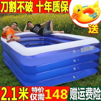 极速夏季长方形泳池游泳桶戏水楼顶露天洗澡盆P女童游泳桶婴儿家