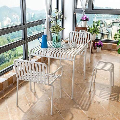 北欧户外桌椅组合室外庭院阳台休闲桌椅简约茶几长椅靠背餐桌椅
