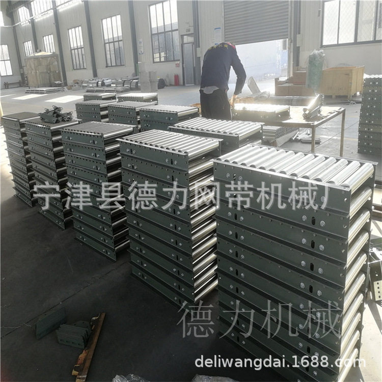 滚筒线无动力镀锌托辊转弯输送机卸货流水线动力输送线不锈钢滚筒图片