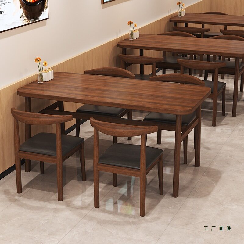 餐桌家用小户型简约客厅吃饭桌子餐饮小吃快餐店长方形商用桌椅子