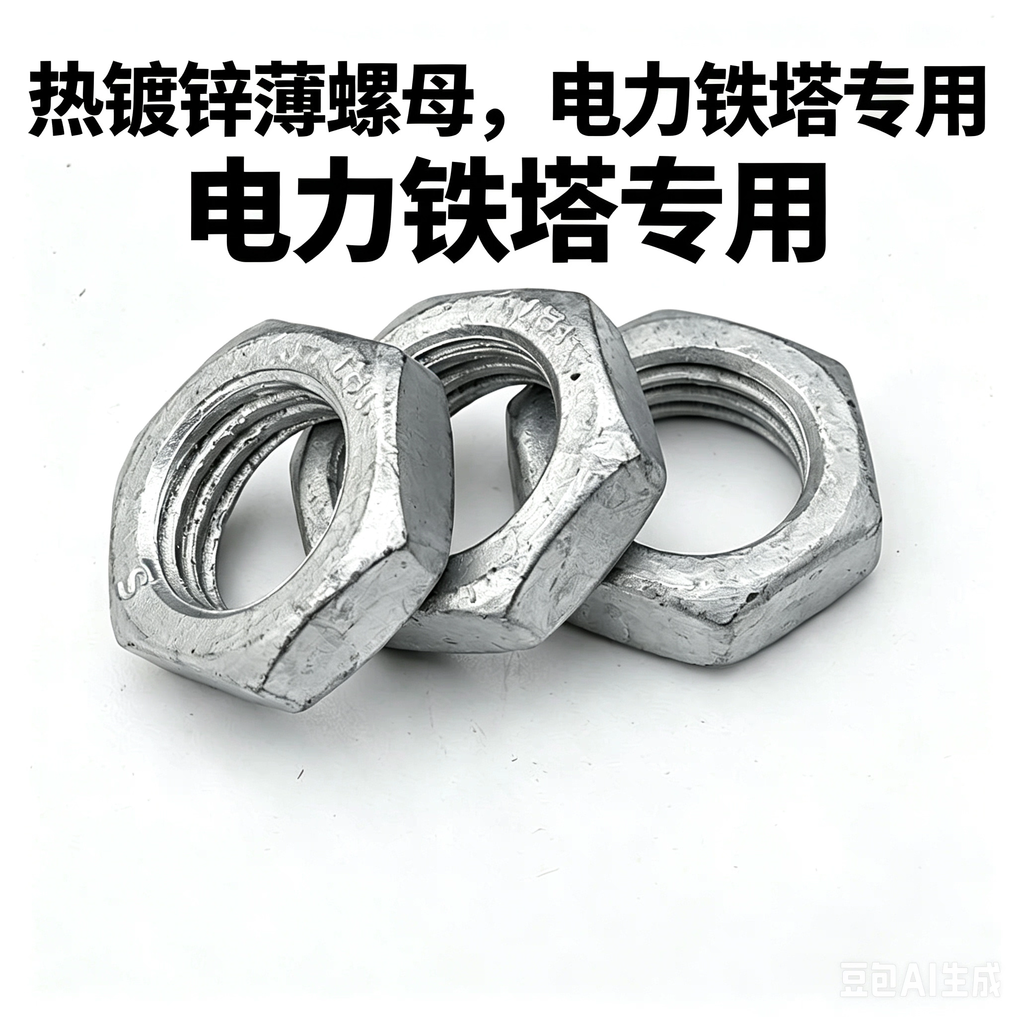 热镀锌六角扁螺母热浸锌薄螺母电力铁塔户外用薄螺母M16M20M24