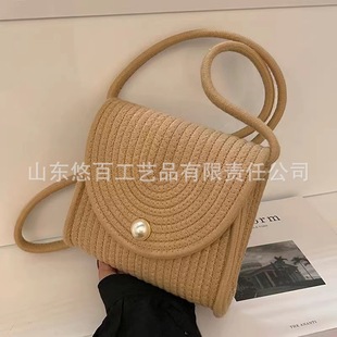 百搭复古藤编水桶包沙滩编织单肩斜挎小包 草编包包女2025新款
