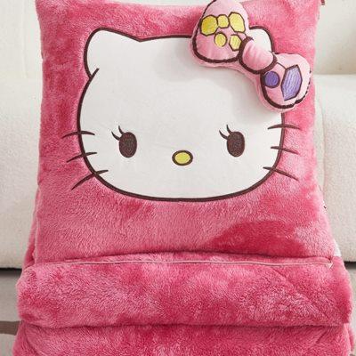 Hello Kitty加厚加绒抱枕被子两用汽车靠垫办公室沙发午休枕头被