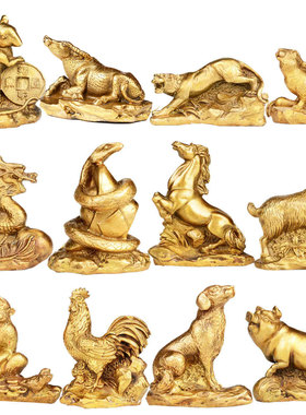 速发铜十二生肖摆件铜套全狗鼠蛇牛鸡铜马虎兔龙羊猴猪工艺品