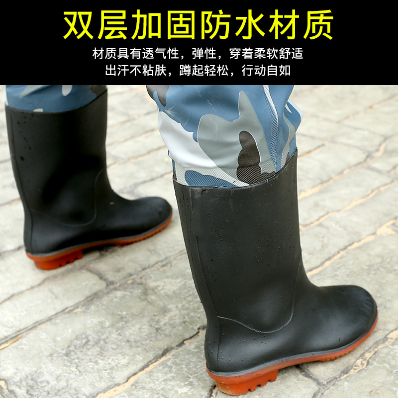 速发加厚插秧鞋半身过膝男下水裤 大码超高筒防水捕鱼钓鱼抓鱼裤