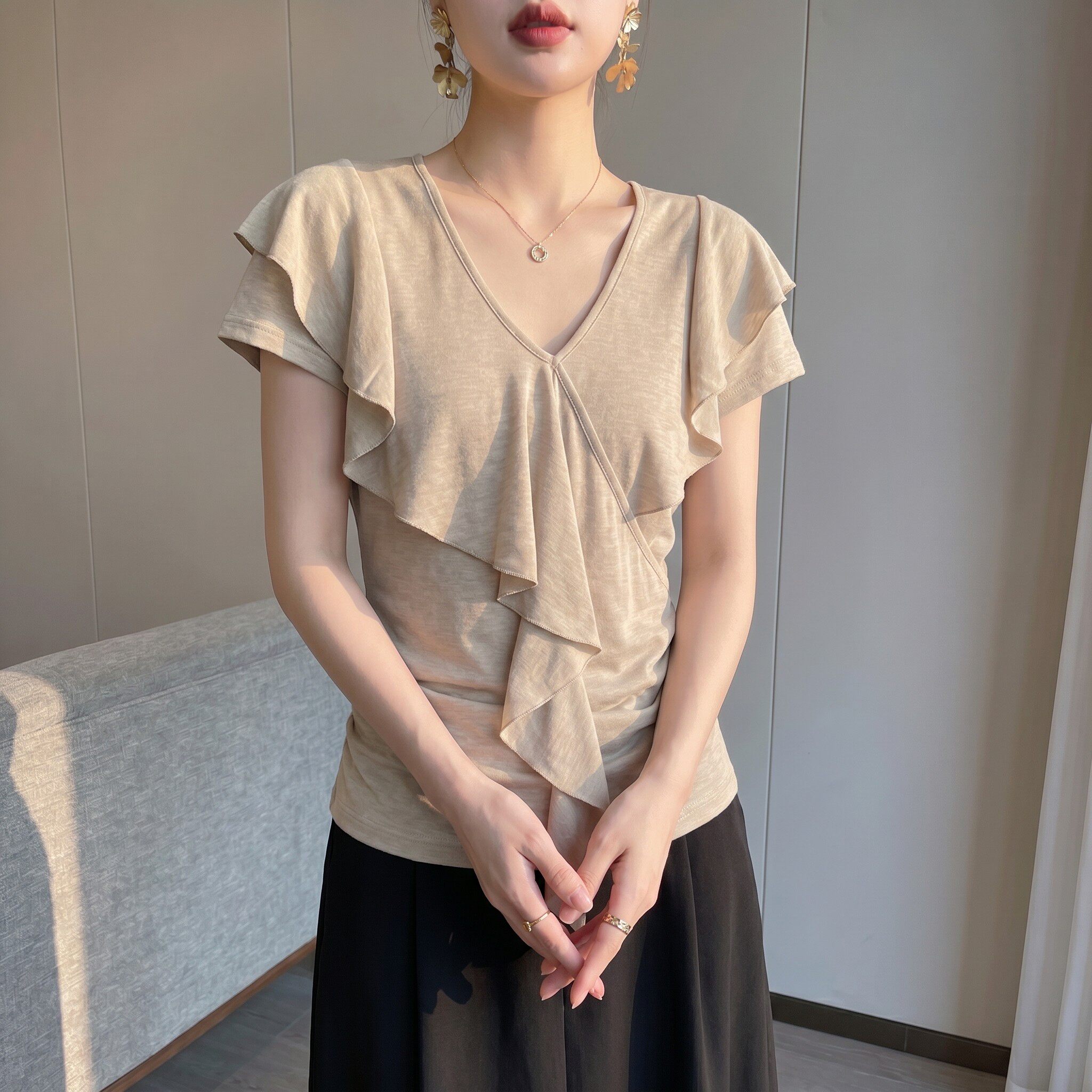 卡莲格【品牌女装】莱赛尔天丝法POLO衫