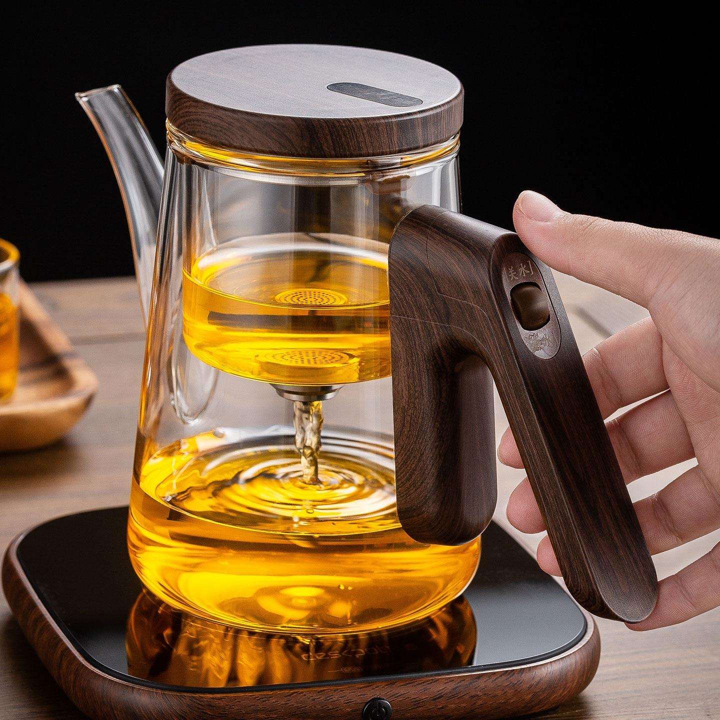 顶壶加厚耐热磁吸无杆飘逸杯全玻璃内胆茶水分离泡茶壶过滤冲茶器