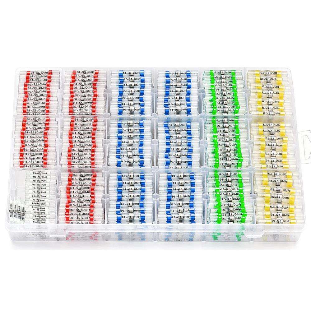 800pcs盒装26-10AWG焊锡环热缩防水接线端子连接器套装