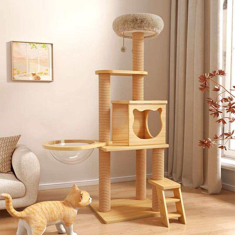 猫爬架双太空舱猫窝夏季猫窝转盘猫玩具猫抓板磨爪耐抓耐磨不掉屑
