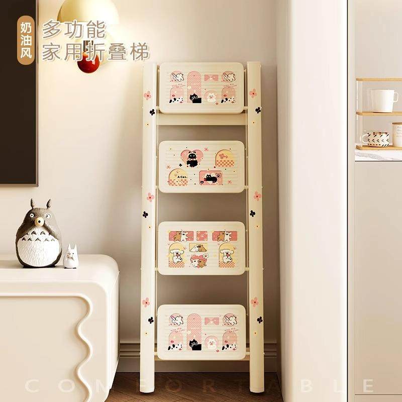家用梯子折叠伸缩加厚高颜值人字梯轻便多功能三步乔迁梯凳置物架