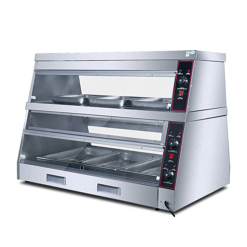 中连商用6P-B台式1.2米保温保湿恒温汉堡鸡腿鸡翅薯条双层陈列柜