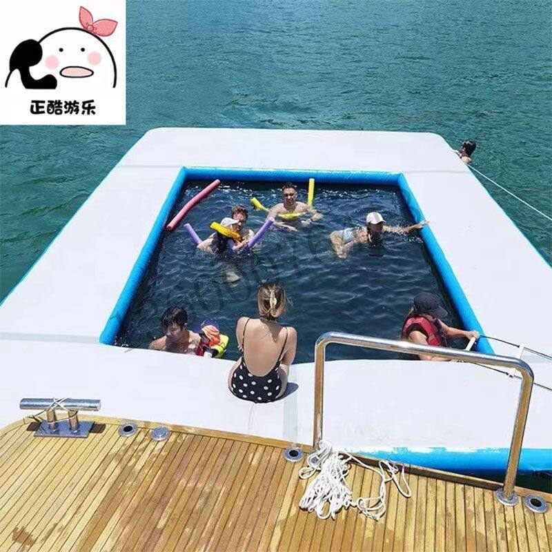 海上游艇滑梯夏日设备冲浪滑板充气水上潜水泳池沙发休闲浮台