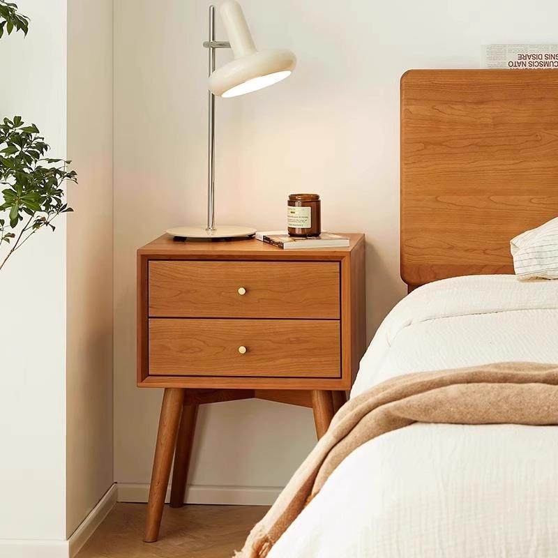 北欧床头柜简约现代樱桃木收纳柜卧室床边小型边角柜实木床头柜