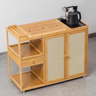 移动茶几家用茶桌茶台功夫小茶车烧水壶一体茶柜办公室边柜子竹制