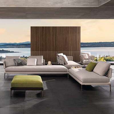 沃登户外沙发庭院别墅家具轻奢风单人位露台室外阳台藤椅沙发组合