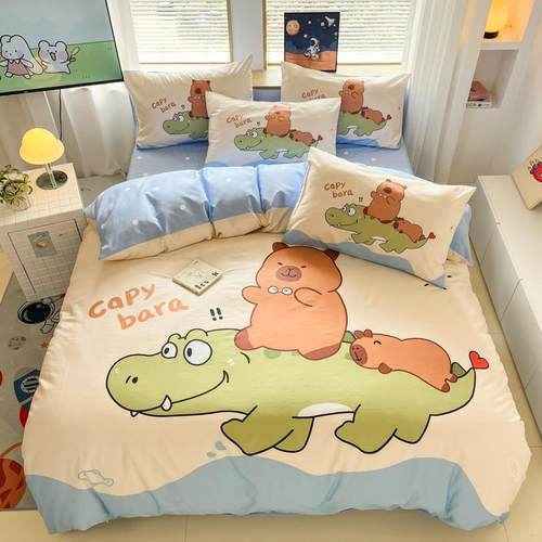 新款全棉儿童卡通床上四件套加厚纯棉学生宿舍三件套单人床单被套