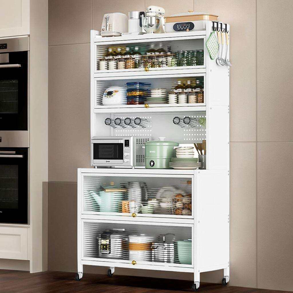 厨房餐边柜置物架家用落地靠墙储物橱柜多功能微波炉锅收纳柜