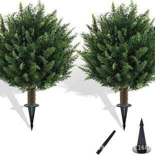 新款仿真绿植地插小柏树仿真柏树盆景黄杨木办公室室内摆件