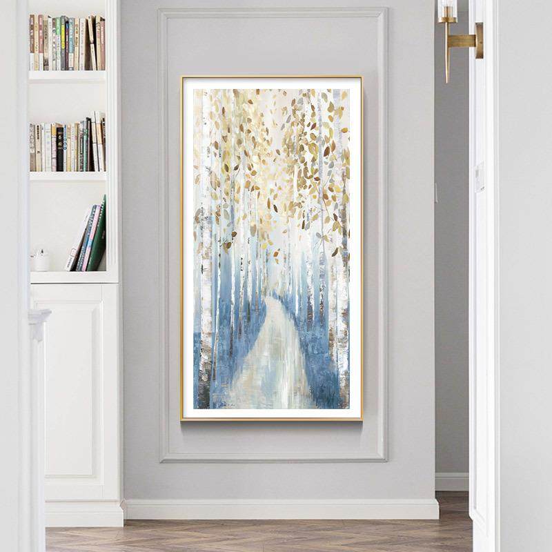 美式轻奢入户玄关挂画客厅卧室壁画简约抽象走廊过道竖版装饰画