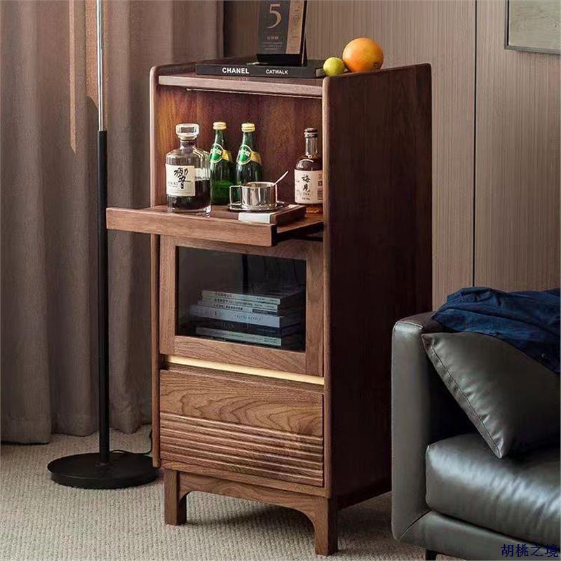 北美实木电视边柜现代简约客厅斗柜立柜卧室轻奢储物柜沙发收纳柜