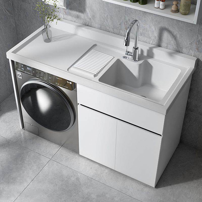 洗衣机柜一体阳台珍珠白洗衣池台盆带搓板伴侣滚筒洗衣柜组合